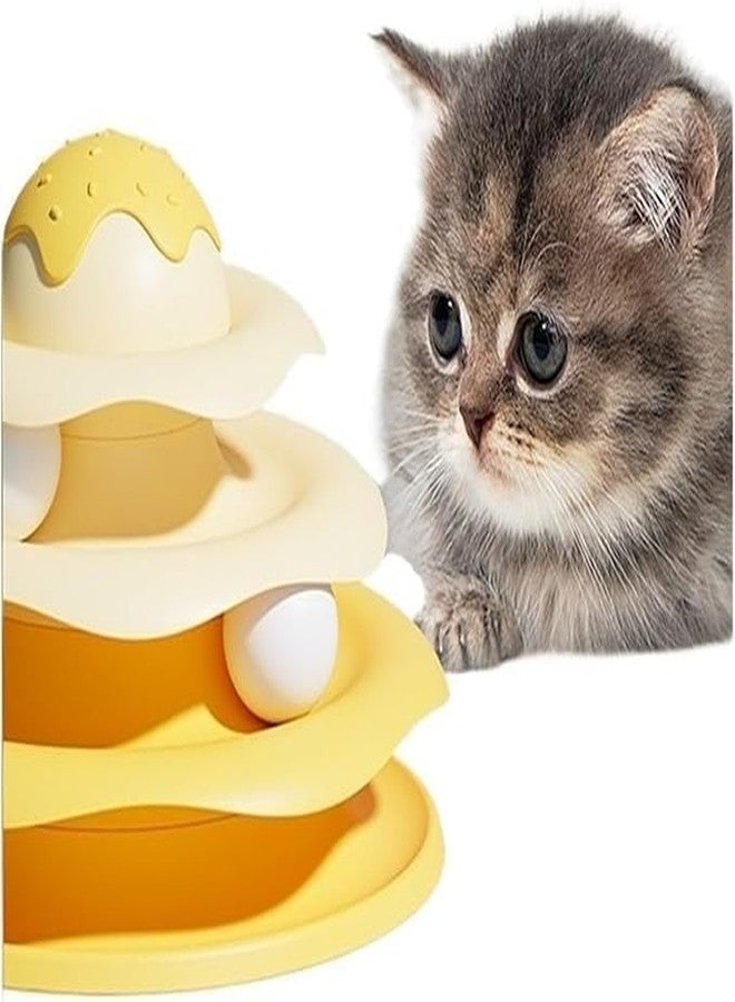 KittuPet لعبة كيتو بيت للقطط، لعبة ألغاز دوارة، ممتعة للقطط الصغيرة، تمرين بدني، مسار للقطط، أصفر، قطعة واحدة، قد يختلف اللون - Image 4